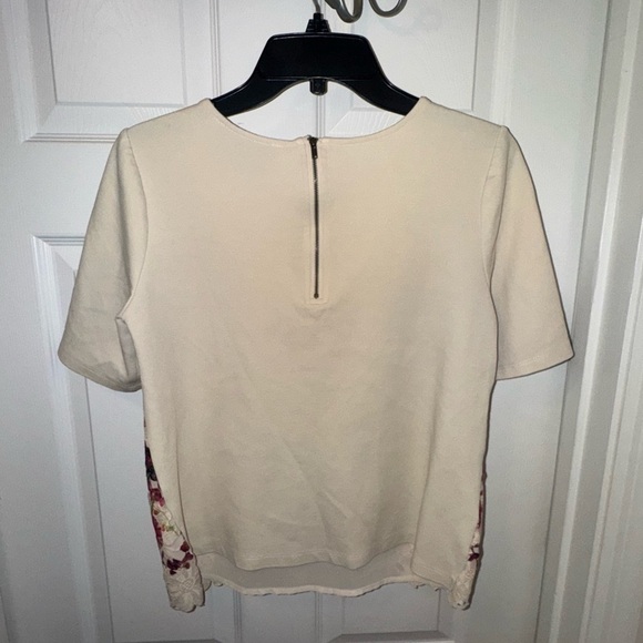 Anthropologie Sunday In Brooklyn Floral Cream Blouse with HalfBack Zipper Size S - Picture 3 of 6